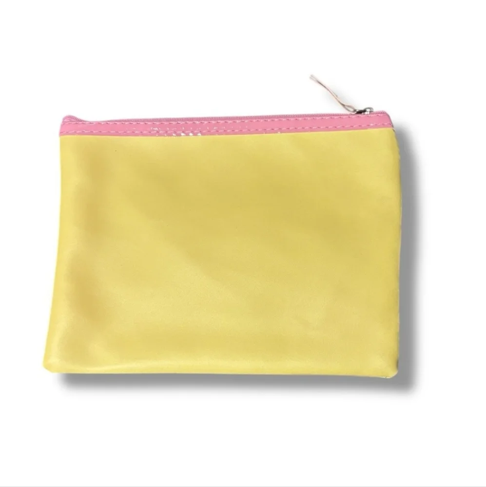 Yellow Zip Top Makeup Case Cartoon Cactus Graphic NEW